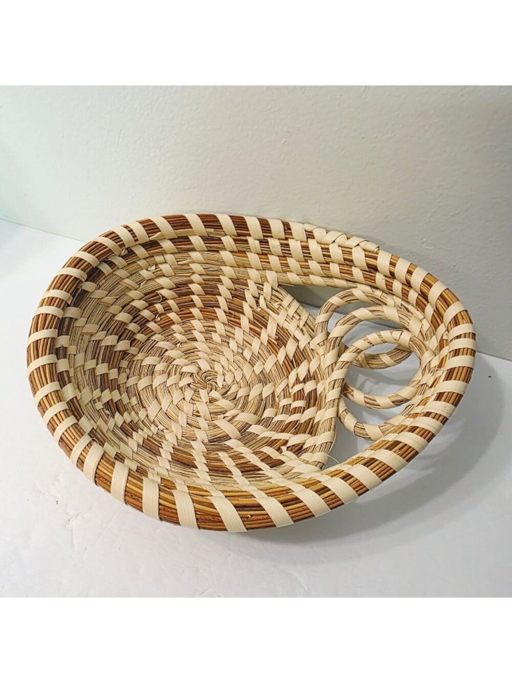 Charleston SC GULLAH Sweetgrass Basket One Handled Small Loop Hand Woven Trinket